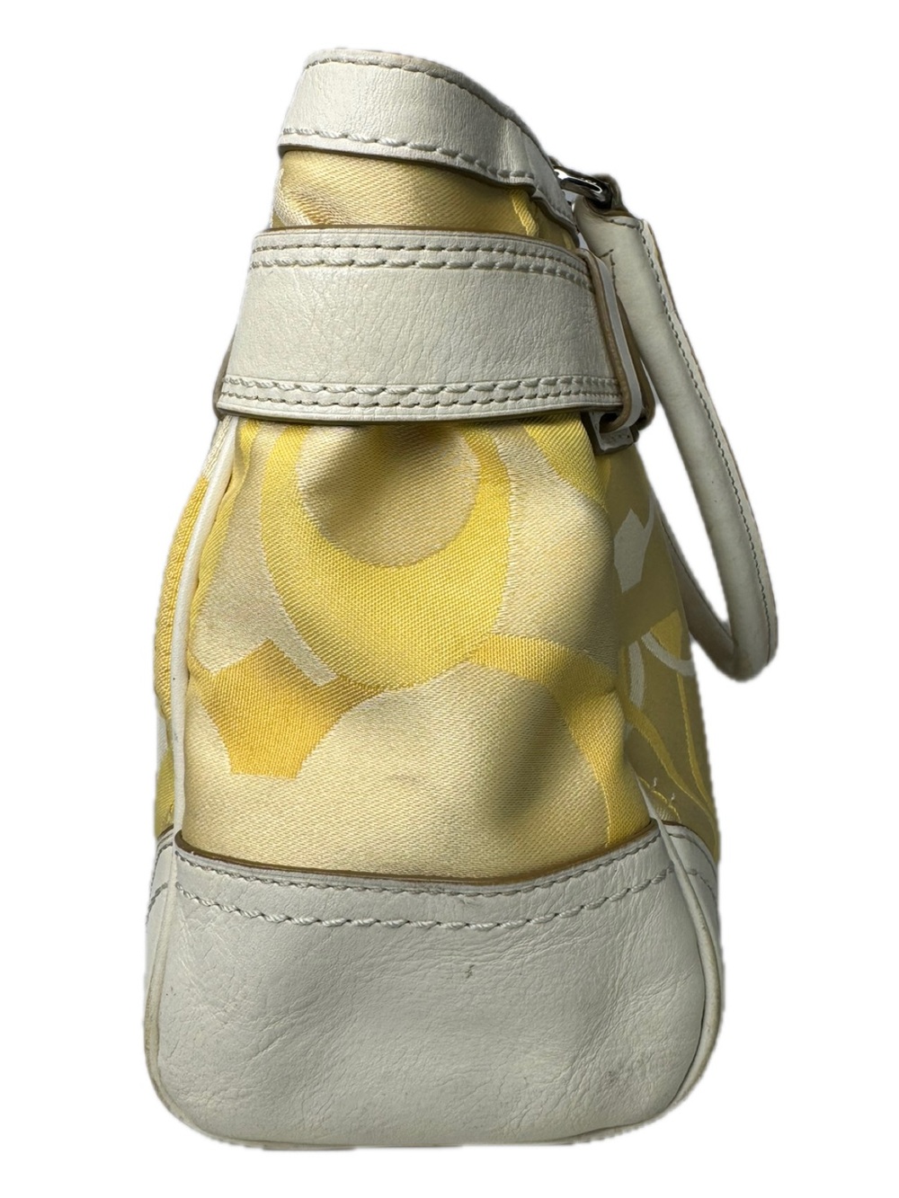 Coach Hampton Optic C Signature Stripe Yellow White Double Handle Shoulder Bag - Picture 6 of 15